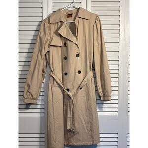 POL Khaki Brown Button Double Vested Belted Jacket Size Medium